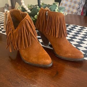 Jessica Simpson Brown Western Fringe Ankle Boots Women’s Size 6
